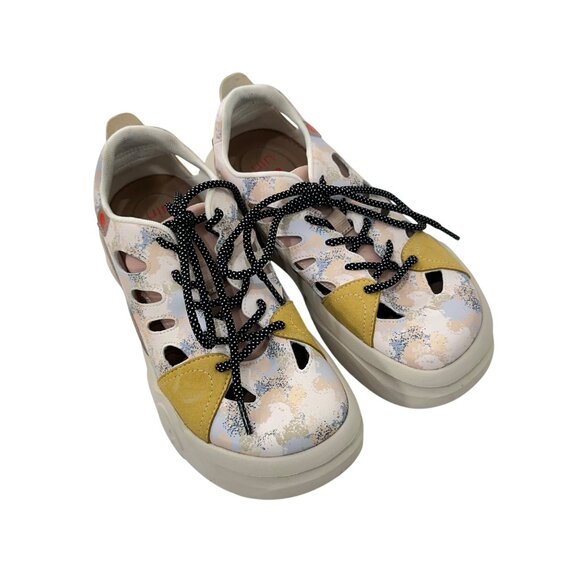 Uin Womens Artistic Sneakers Size 8 Cut-Out Design Comfort Fit Beige Multi-Color - Picture 13 of 16